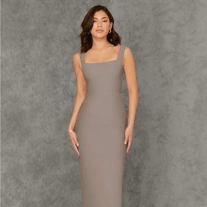 Azazie Flori Dress in Taupe